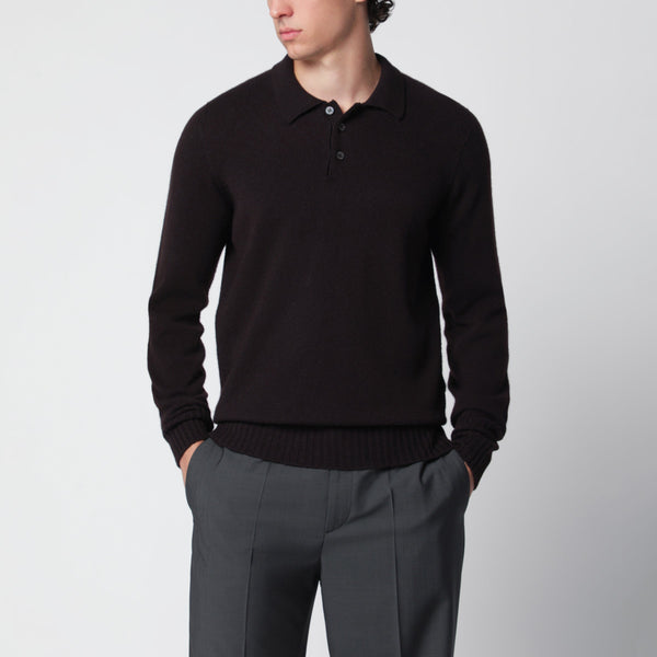 Brown Wool Polo Sweater