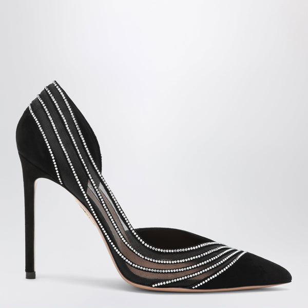 Schwarze Dream Girl Pumps Aus Suede Und Mesh