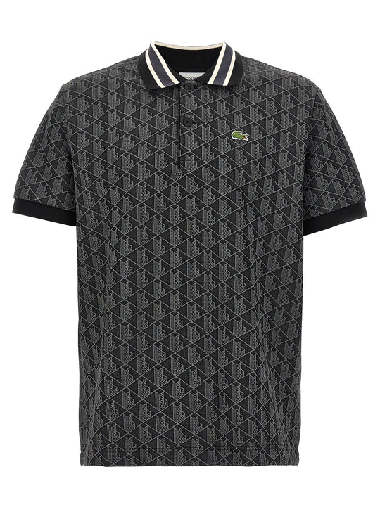 Jacquard Monogram Shirt Polo Nero