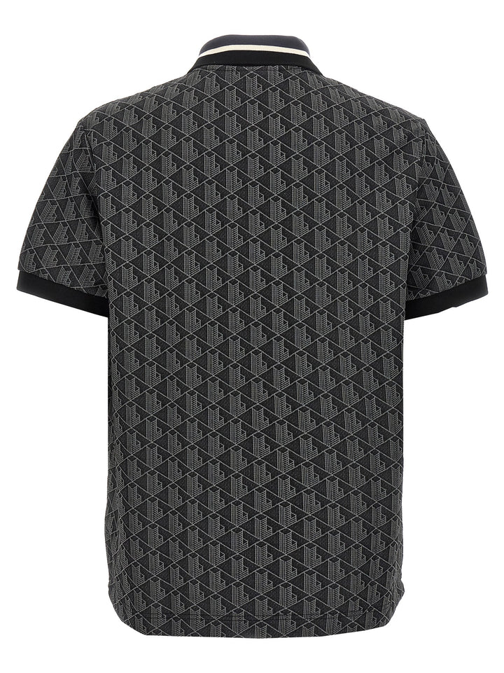 Lacoste Jacquard Monogram  Shirt Polo - Nero | c988738c0b867ef33f40b9b5af065ce59a553409