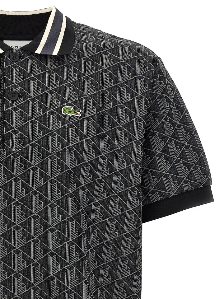 Lacoste Jacquard Monogram  Shirt Polo - Nero | a401f17b555fcd157f2a89d0d7b08081f6c93982