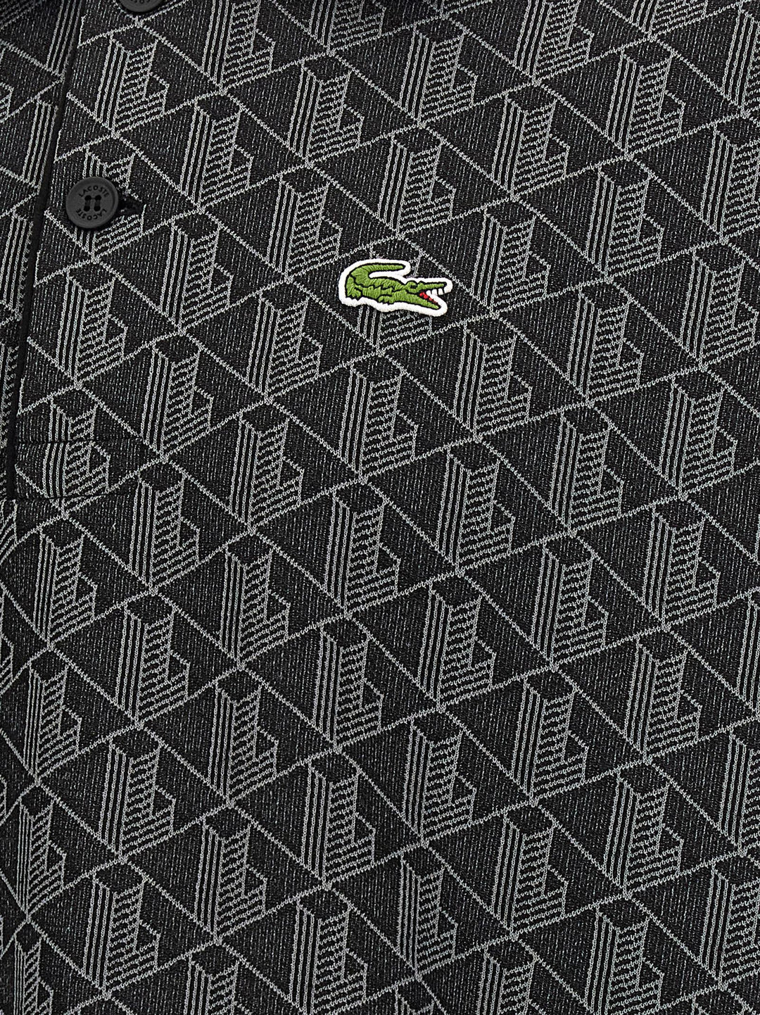 Lacoste Jacquard Monogram  Shirt Polo - Nero | 3e30cd781f3db30f9be9a040654eb85f4f809c18