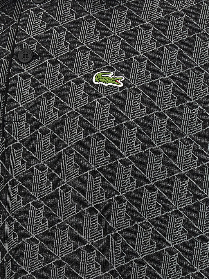 Lacoste Jacquard Monogram  Shirt Polo - Nero | 3e30cd781f3db30f9be9a040654eb85f4f809c18
