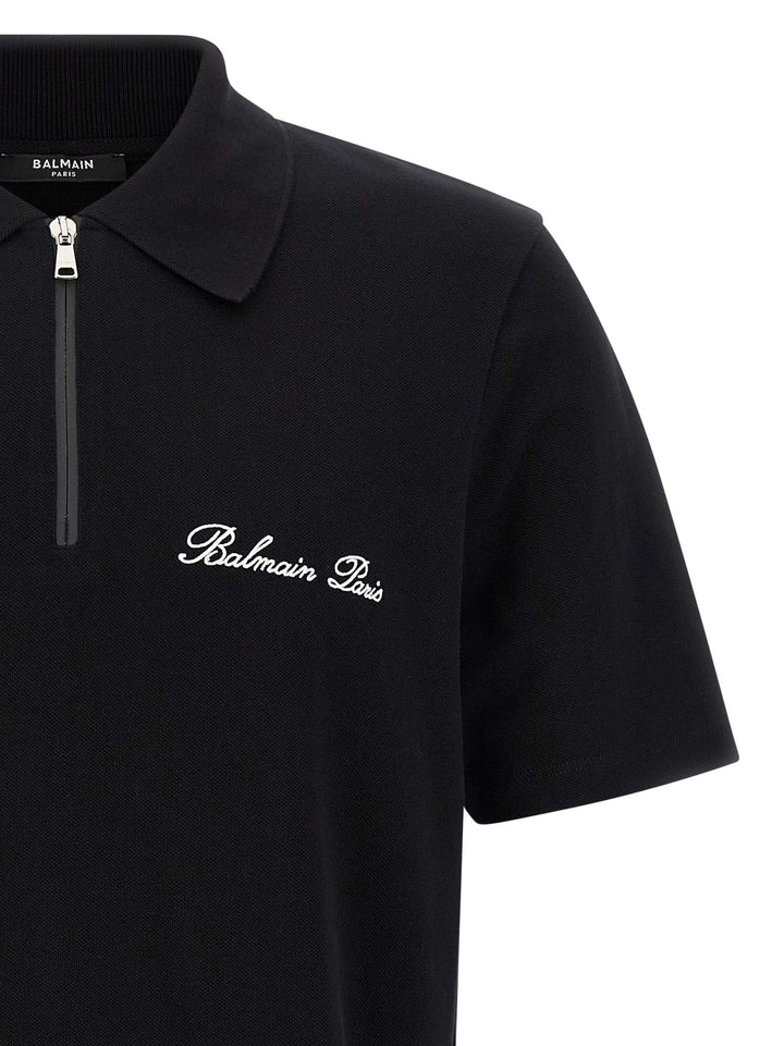 Balmain Logo Embroidery  Shirt Polo - Bianco/Nero | 9a31623c06d737b32b2a6a064afb1f7c828ce637