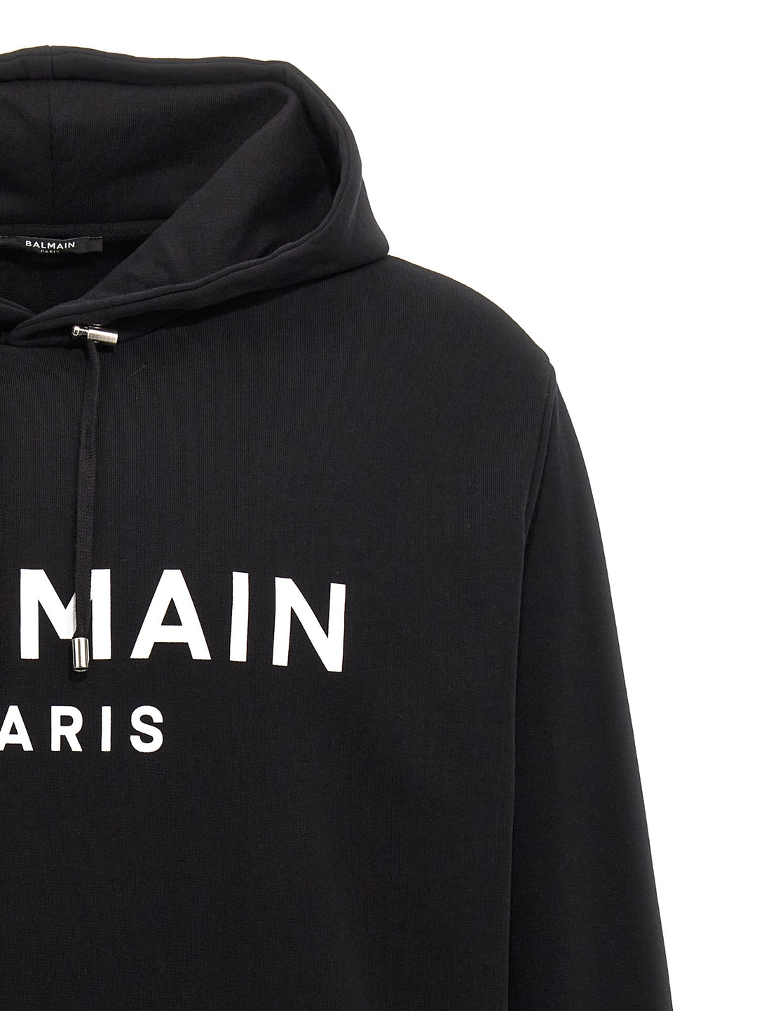 Balmain Logo Print Hoodie Felpe - Bianco/Nero | 4fa1b7b774f25a0c667047b836eadcd3012f0599