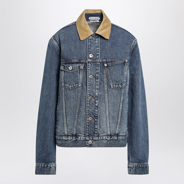Chaqueta de Mezclilla de Algodón Azul Medio