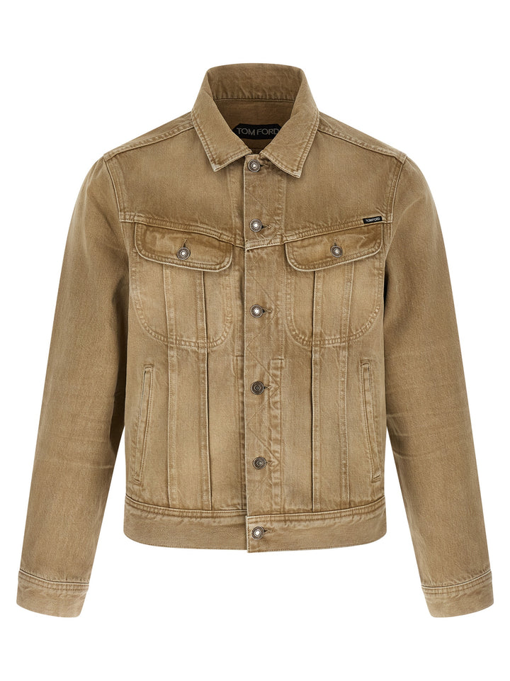 Tom Ford Denim Jacket Puffer Jackets - Beige | ee4a5da8e4f205ab3c375e2b607c8943e819d4d5