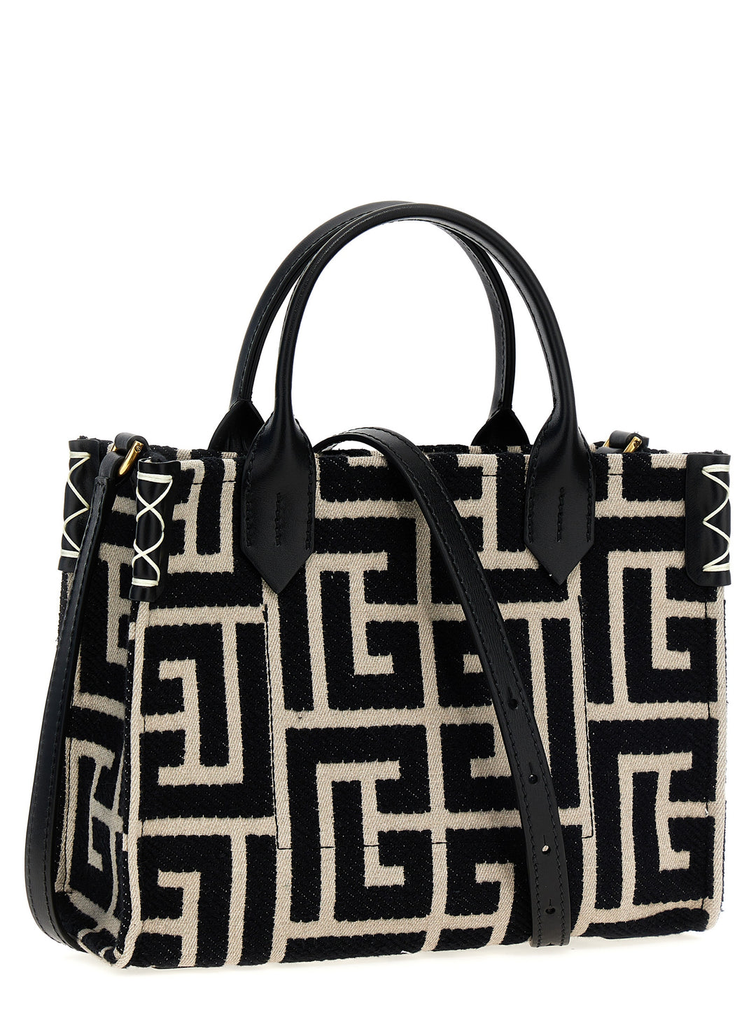 Balmain B-Army Small Tote - Bianco/Nero | e0e0f48b02774ecaaf943cb88a87301eb7f0b5f4