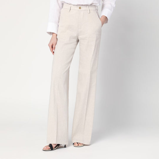Misa Grey Mélange Trousers In Linen Blend