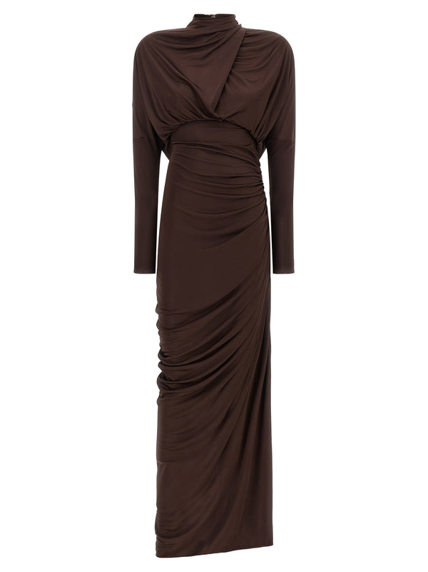 Draped Jersery Dress Brown