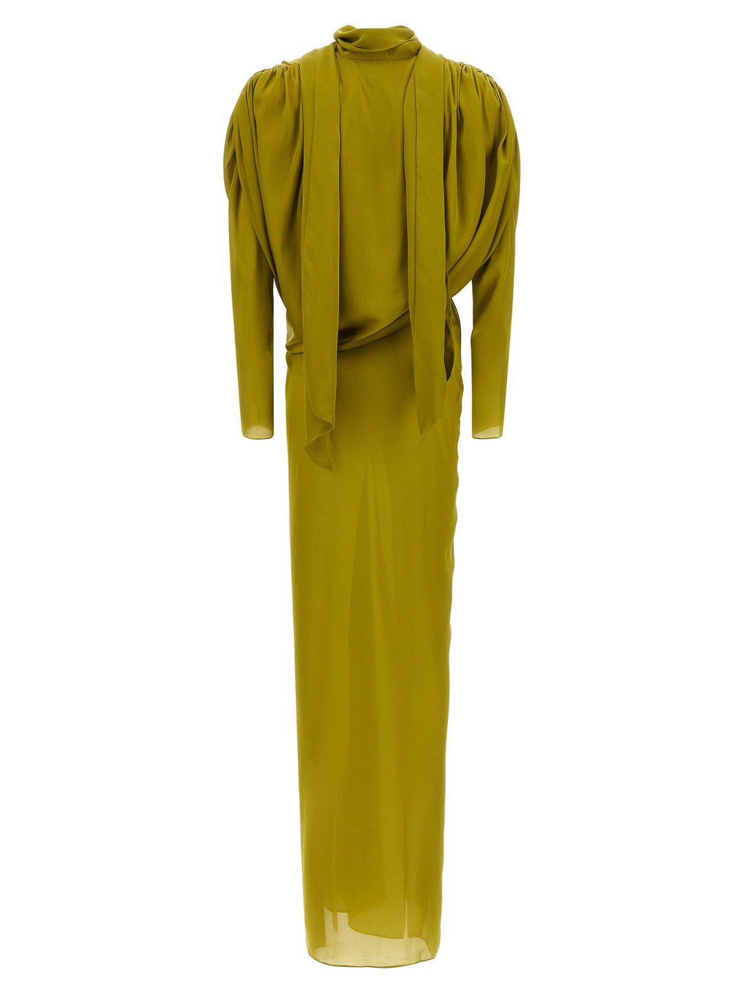 Balmain Draped Silk Dress With Knot Gonne - Verde | b0ffb4879599d3e86a57e0916a82b0661bbd3aff