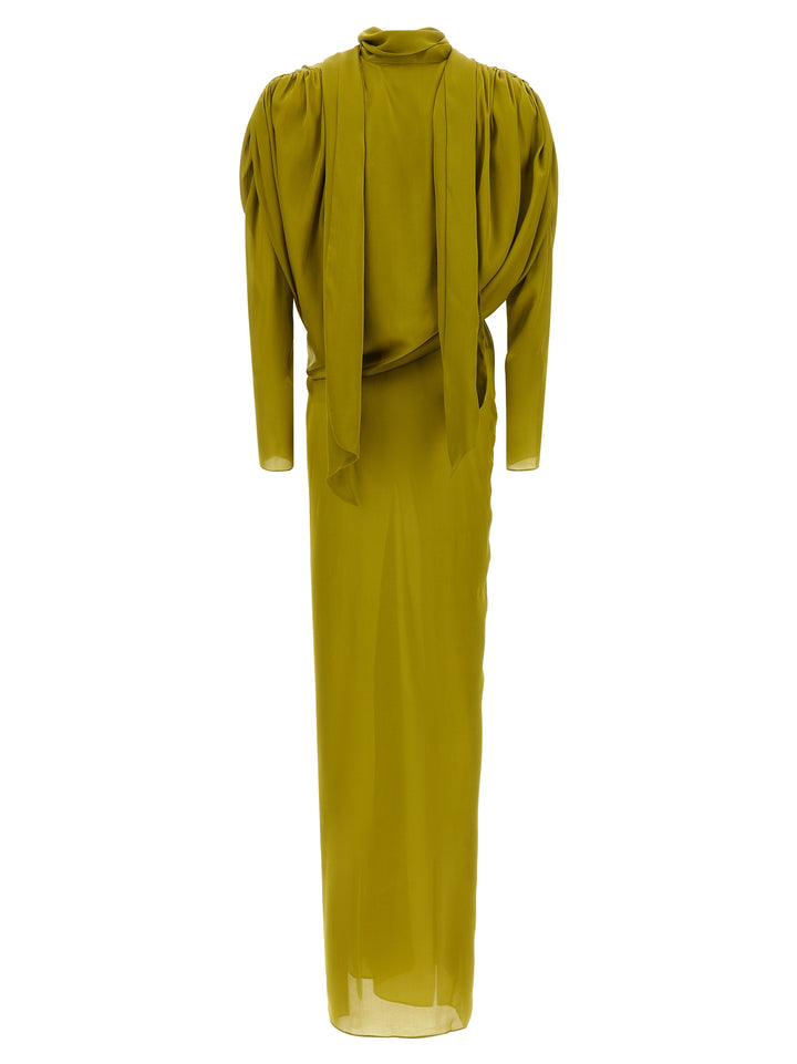 Balmain Draped Silk Dress With Knot Gonne - Verde | b0ffb4879599d3e86a57e0916a82b0661bbd3aff