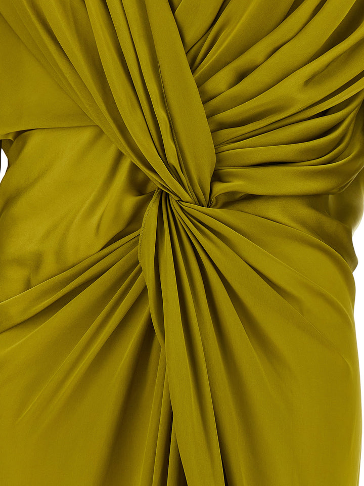 Balmain Draped Silk Dress With Knot Gonne - Verde | 838330cdcb739f3a1bcfec3bb46c87e740d12612