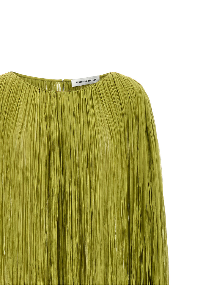 Federica Bonifaci The Pleated Dress Cape Abiti - Verde | 67a685386734a4bb22a925efec28a723a1458d45
