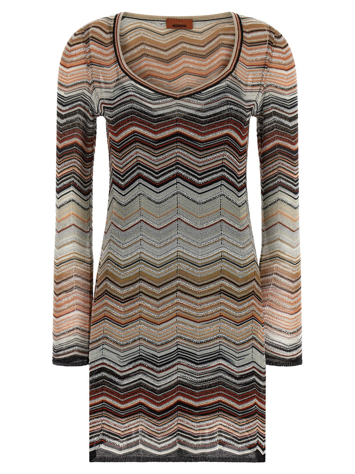 Missoni Chevron Lamé Dress Abiti - Marrone | 63e3c4d082f72ed2113e0d10e0ce1ee2f7582448