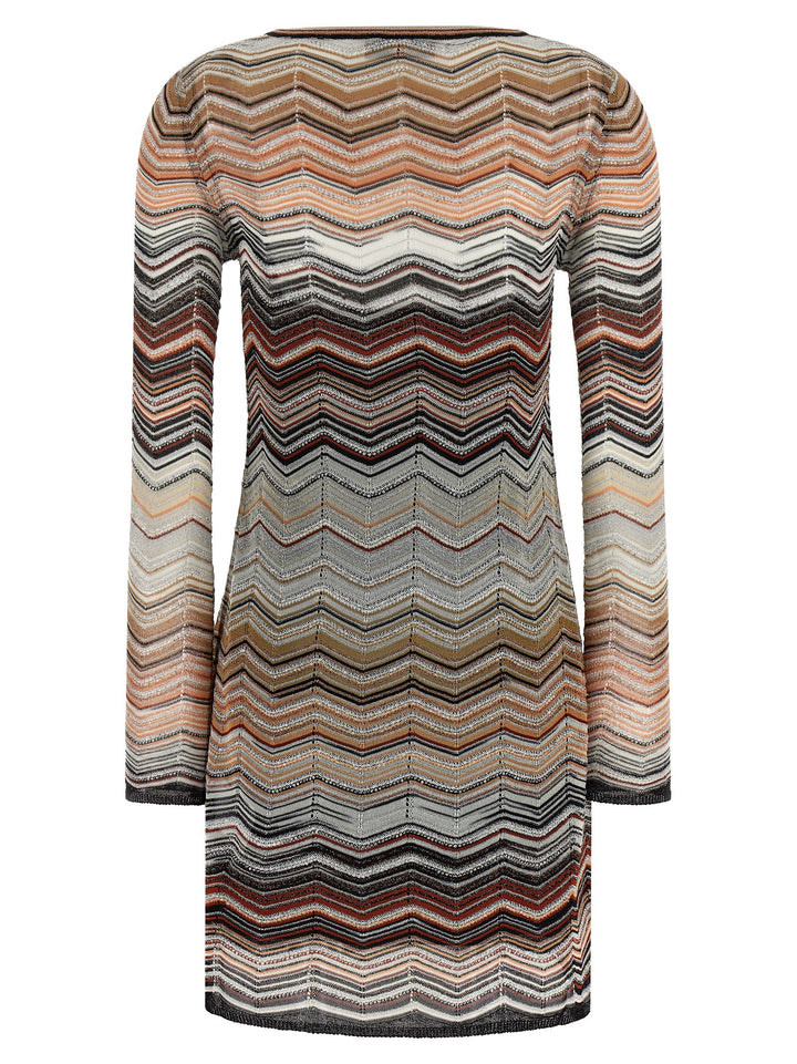 Missoni Chevron Lamé Dress Abiti - Marrone | c45e2037b838f2d27184a692674202ab037881e7