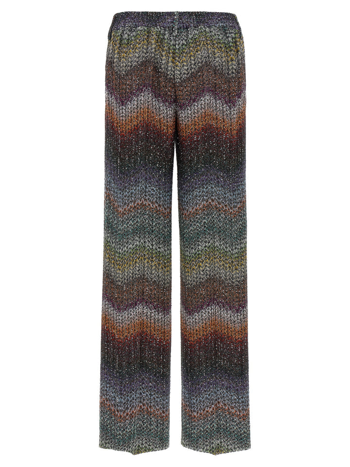Missoni Zigzag Lamé Viscose Pantaloni - Multicolor | 607a57c34e9efe0d57e5280ac5f3cd0dcf648d1d