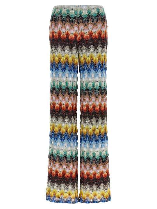 Lamé Viscose Pantaloni Multicolor