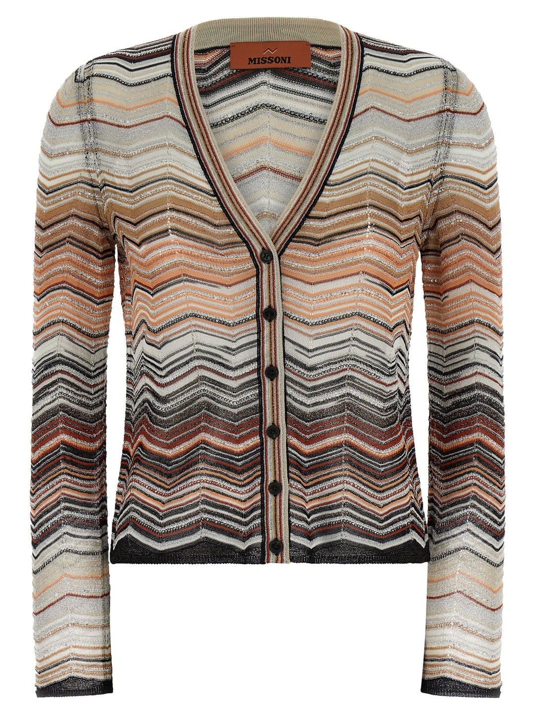Missoni Chevron Lamé Cardigan Maglioni - Marrone | 4234666e96af8ddf3eeabd2a1bfc5e920151c143