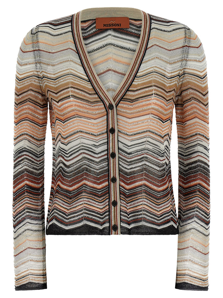 Missoni Chevron Lamé Cardigan Maglioni - Marrone | 4234666e96af8ddf3eeabd2a1bfc5e920151c143