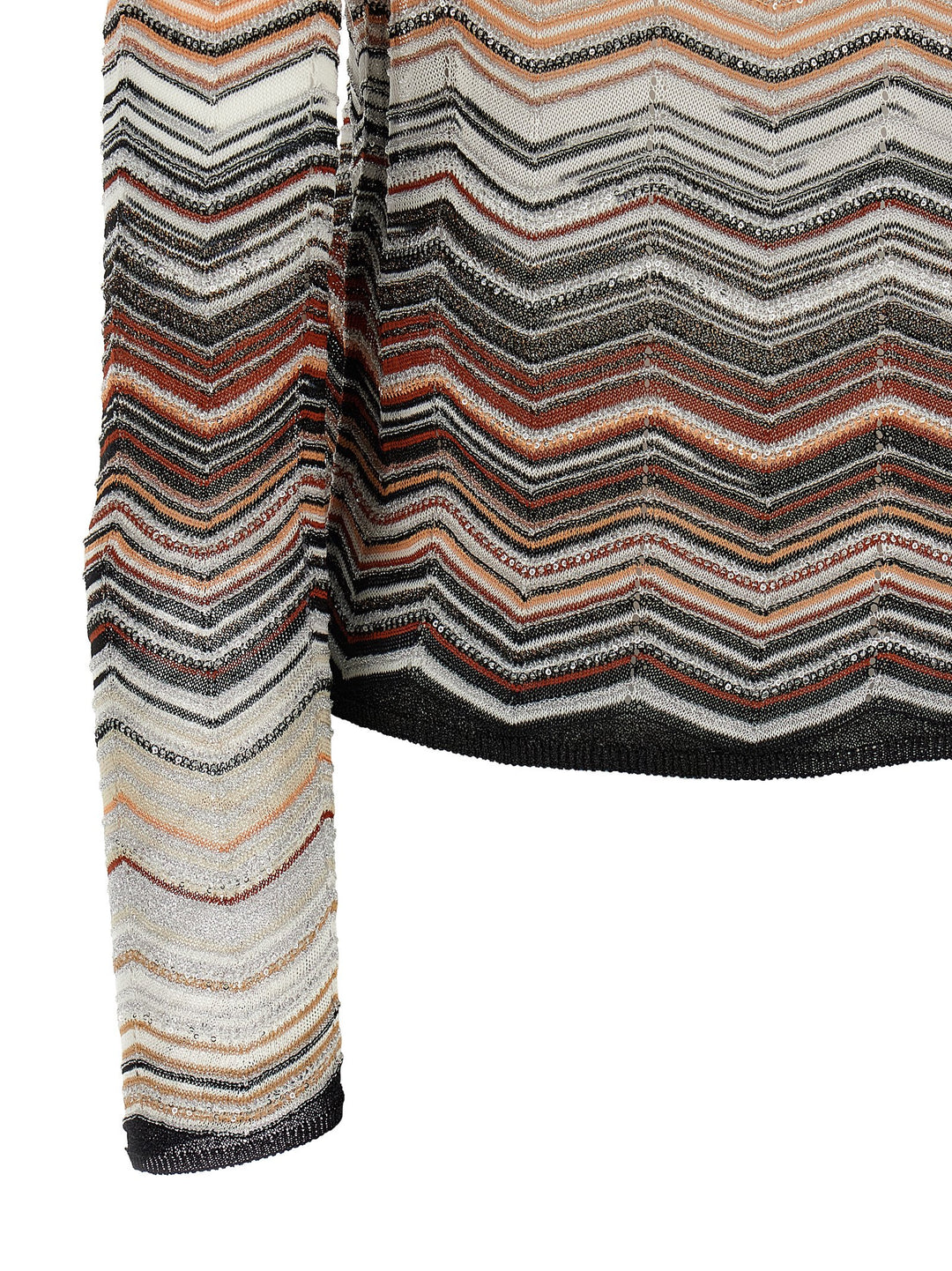 Missoni Chevron Lamé Cardigan Maglioni - Marrone | c41a59b9c3dd8551552d7fcd0cbd2d14c3a828c5