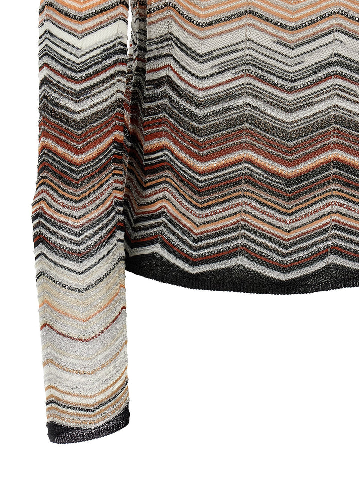 Missoni Chevron Lamé Cardigan Maglioni - Marrone | c41a59b9c3dd8551552d7fcd0cbd2d14c3a828c5