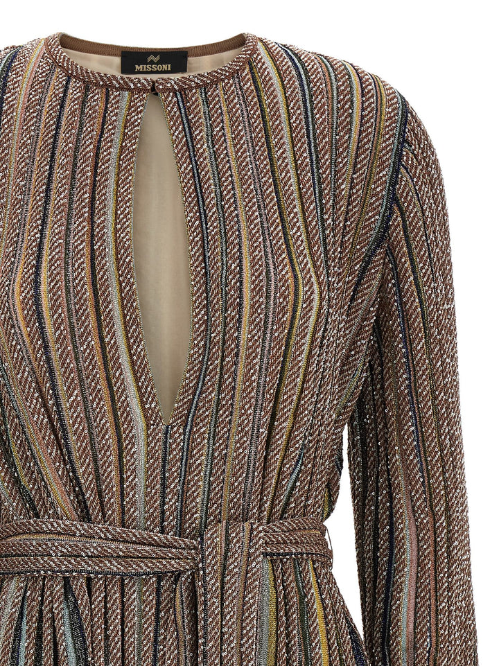 Missoni V-Neck And Belt Dress Abiti - Multicolor | c4f3deff618544330daa9ca9406908c2772f2cf6