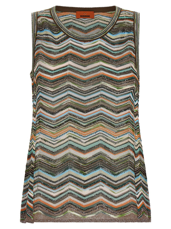Chevron Workmanship Top Top Multicolor