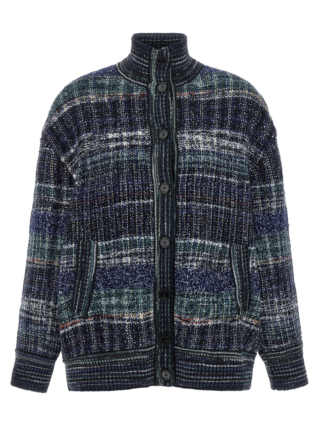 Missoni Check Wool Cardigan Maglioni - Blu | 8a4ab10161be65eda0a6c45d1696fe4b66ead6f7