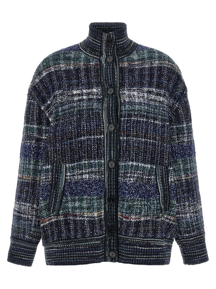 Missoni Check Wool Cardigan Maglioni - Blu | 8a4ab10161be65eda0a6c45d1696fe4b66ead6f7