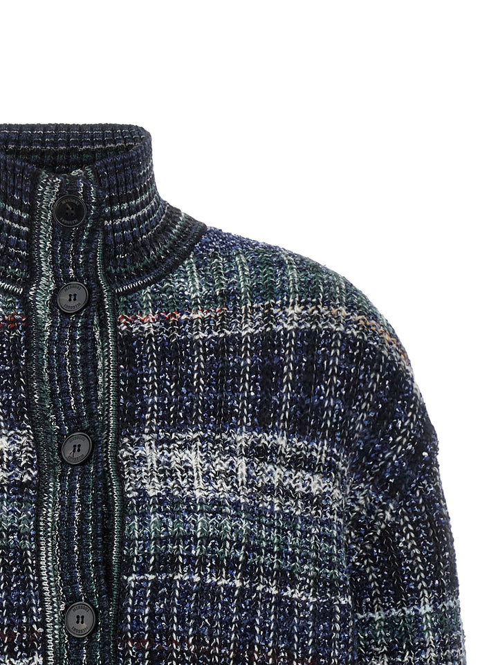 Missoni Check Wool Cardigan Maglioni - Blu | fdc1dd5a7c11a0d71b98c977a2a0e5588057a71b
