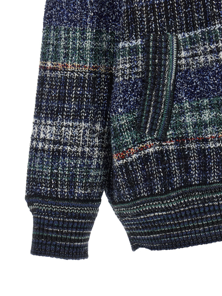 Missoni Check Wool Cardigan Maglioni - Blu | 936e87599a5b71c748f2c906796359c248465ace