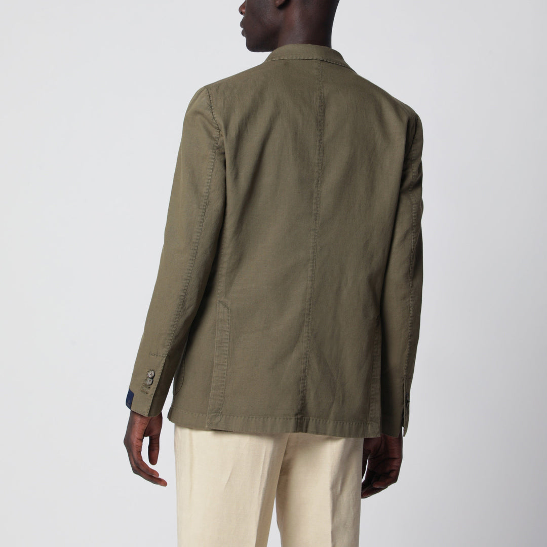 Santaniello Blazer De Lino Verde Oliva Slim-Fit Cruzado