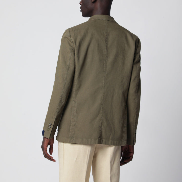 Santaniello Blazer De Lino Verde Oliva Slim-Fit Cruzado