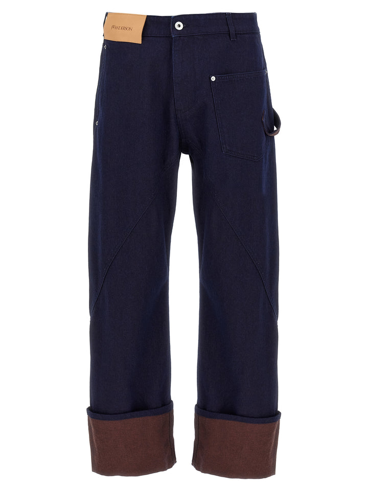 J.W. Anderson Turn Up Twisted Workwear Jeans - Blu | 6d9cc3ee7490db7b340f3a32e8a15d5bf61172f2