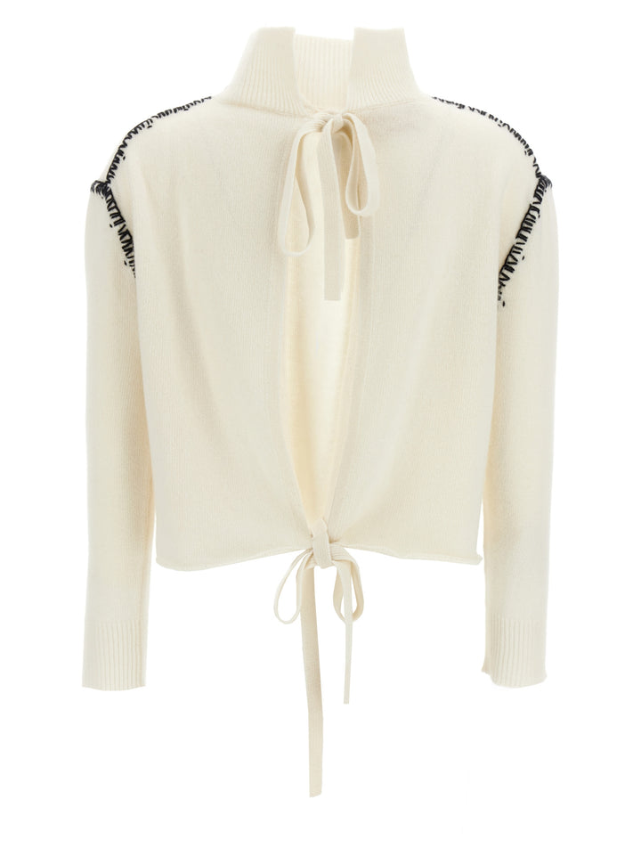 Marni Mending Detail Cardigan Maglioni - Bianco/Nero | 20c9ac97372d1345d137f8e01267e2247a6b32ae