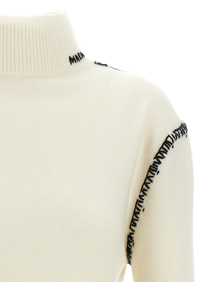 Marni Mending Detail Cardigan Maglioni - Bianco/Nero | 392fd503fdd36d22a1641ceb614977e6f8024a4e