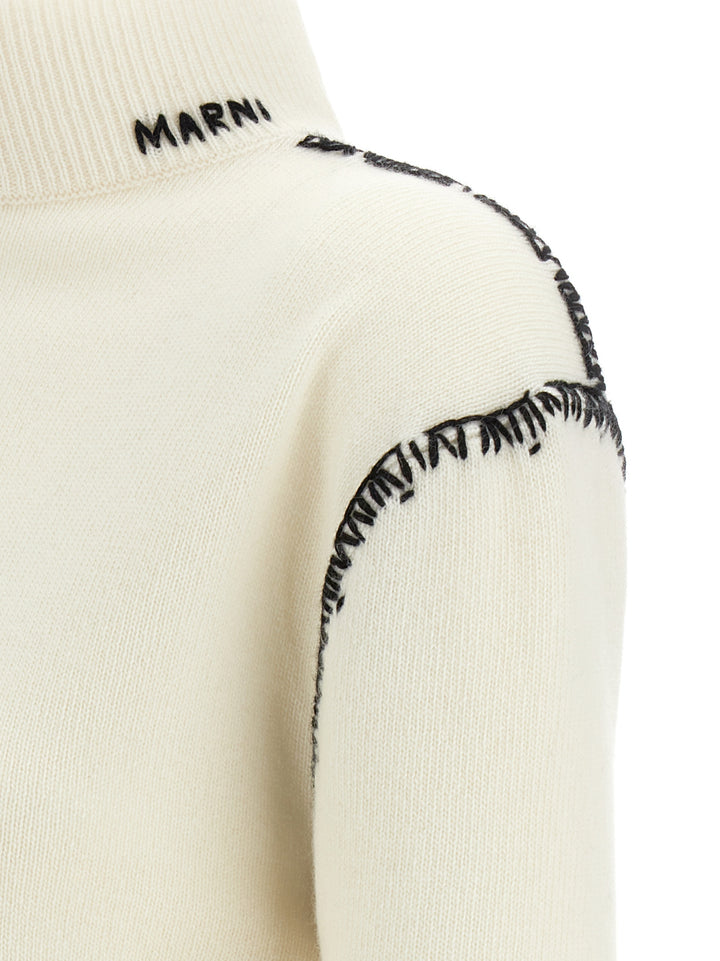 Marni Mending Detail Cardigan Maglioni - Bianco/Nero | 76cd7a5536ebe5e399a21a15a0ea43fe4874b20f