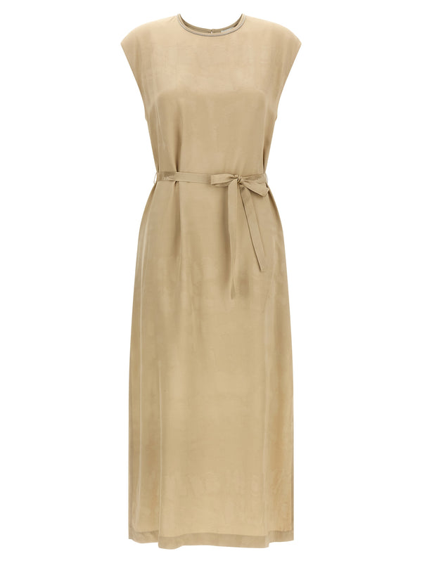 Fluid Viscose Dress Abiti Beige