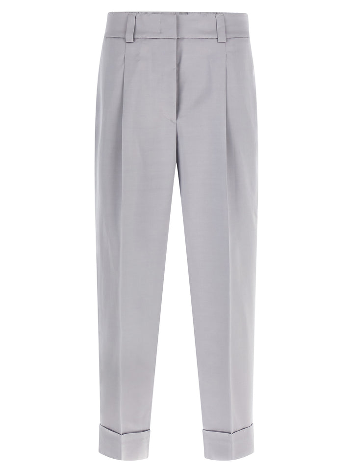 Peserico Satin Pantaloni - Grigio | 7e0187bcb6b9dc3267ee0012f6bfbec534632a8d