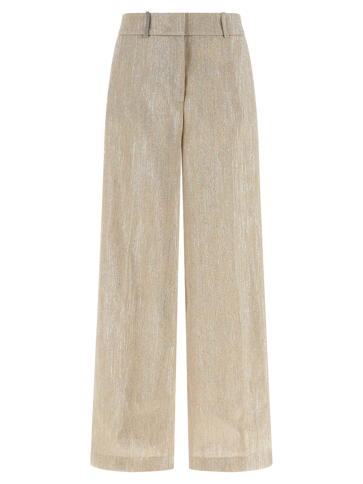 Peserico Lamé Thread Trousers Pantaloni - Beige | b17caa185fffeb3b846369c6c5c8a143f60eb120