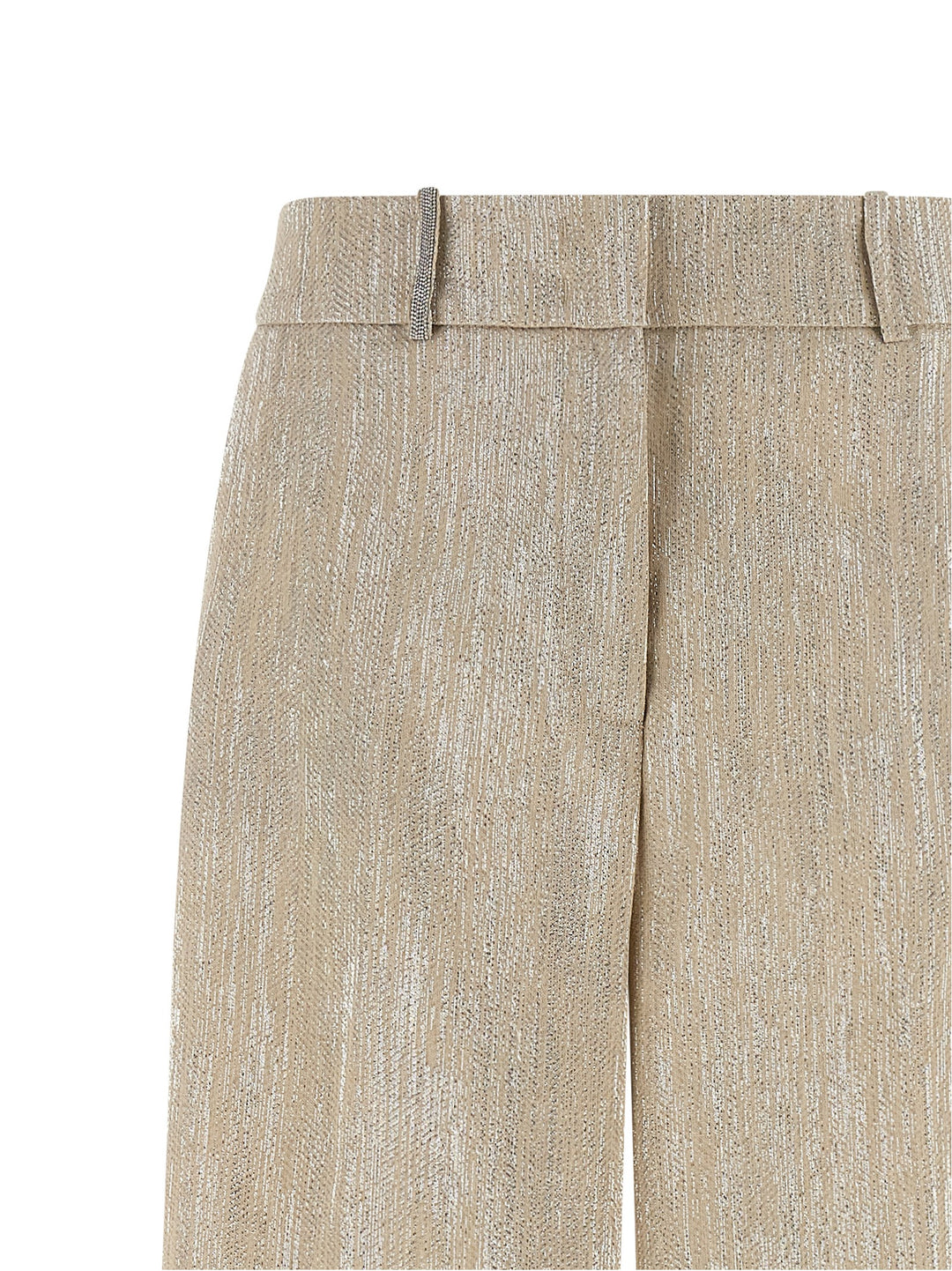 Peserico Lamé Thread Trousers Pantaloni - Beige | 7c4196c34a45256e1a446a35d92d527fe7eb1717