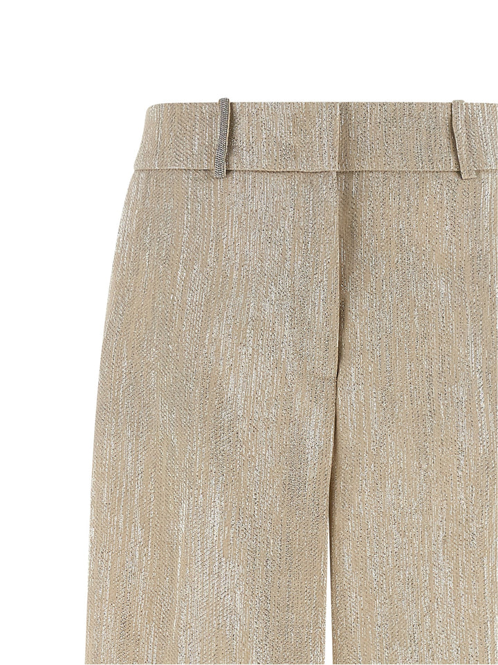 Peserico Lamé Thread Trousers Pantaloni - Beige | 7c4196c34a45256e1a446a35d92d527fe7eb1717