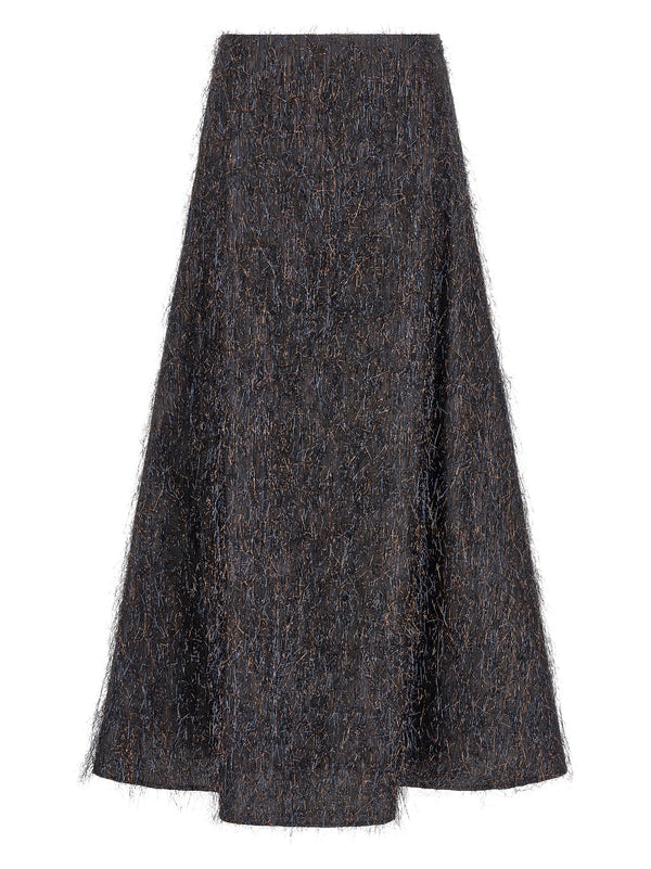 Skirt With Metallic Fringes Gonne Blu