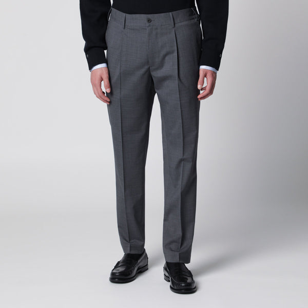 Dark Grey Trousers In Wool Blend