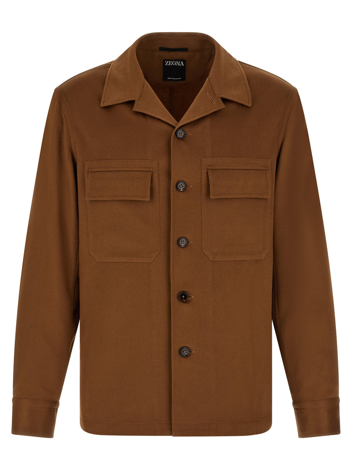 Zegna Oasis Cashmere Overshirt Camicie - Marrone | 82dd472f5ce0ee83c236585f711a276e697a8014