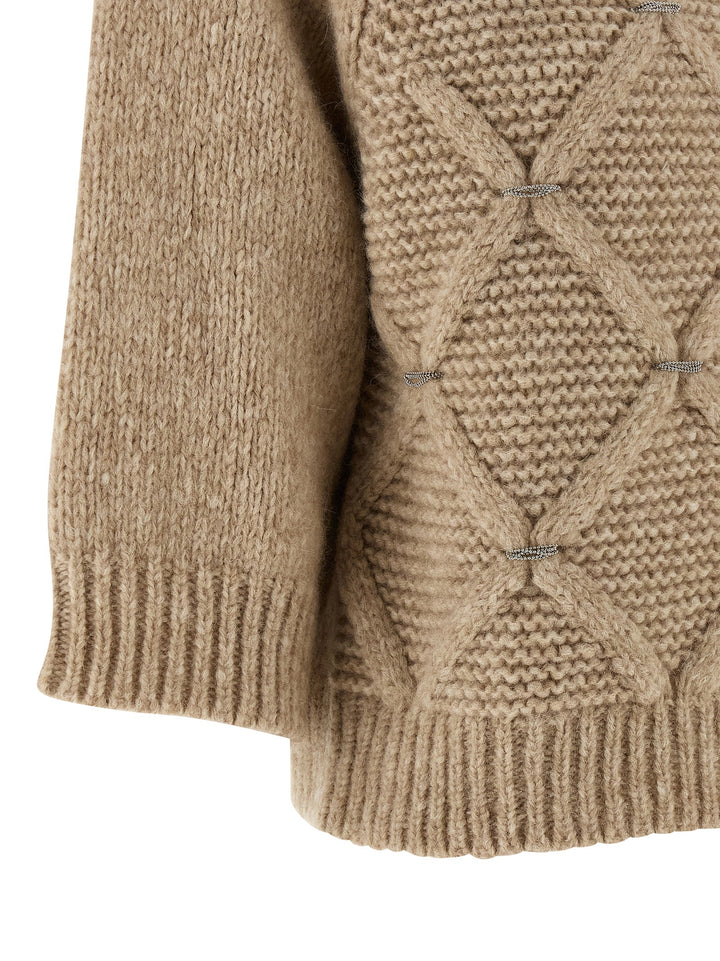 Peserico Jewel Diamond Sweater Maglioni - Beige | 85e938be6303077488becc37383611579fc17a1e