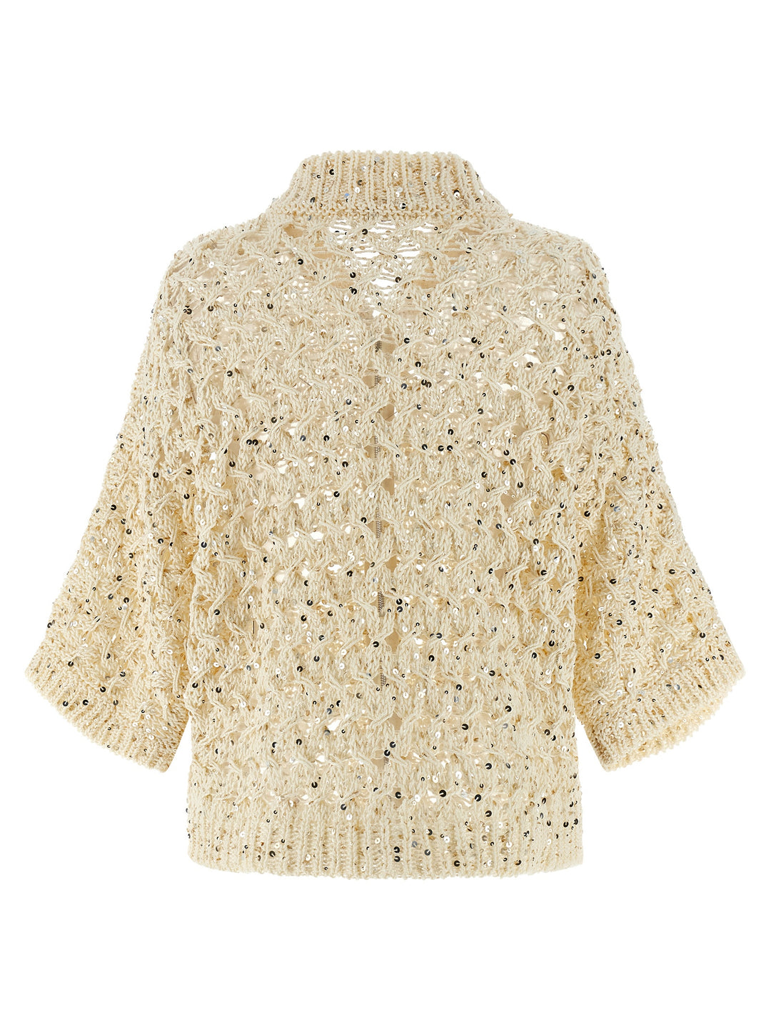 Peserico Sequin Mesh Cardigan Maglioni - Beige | e6f9c5ff41dfc7e1e6bc23a1c010d55dd12717bb