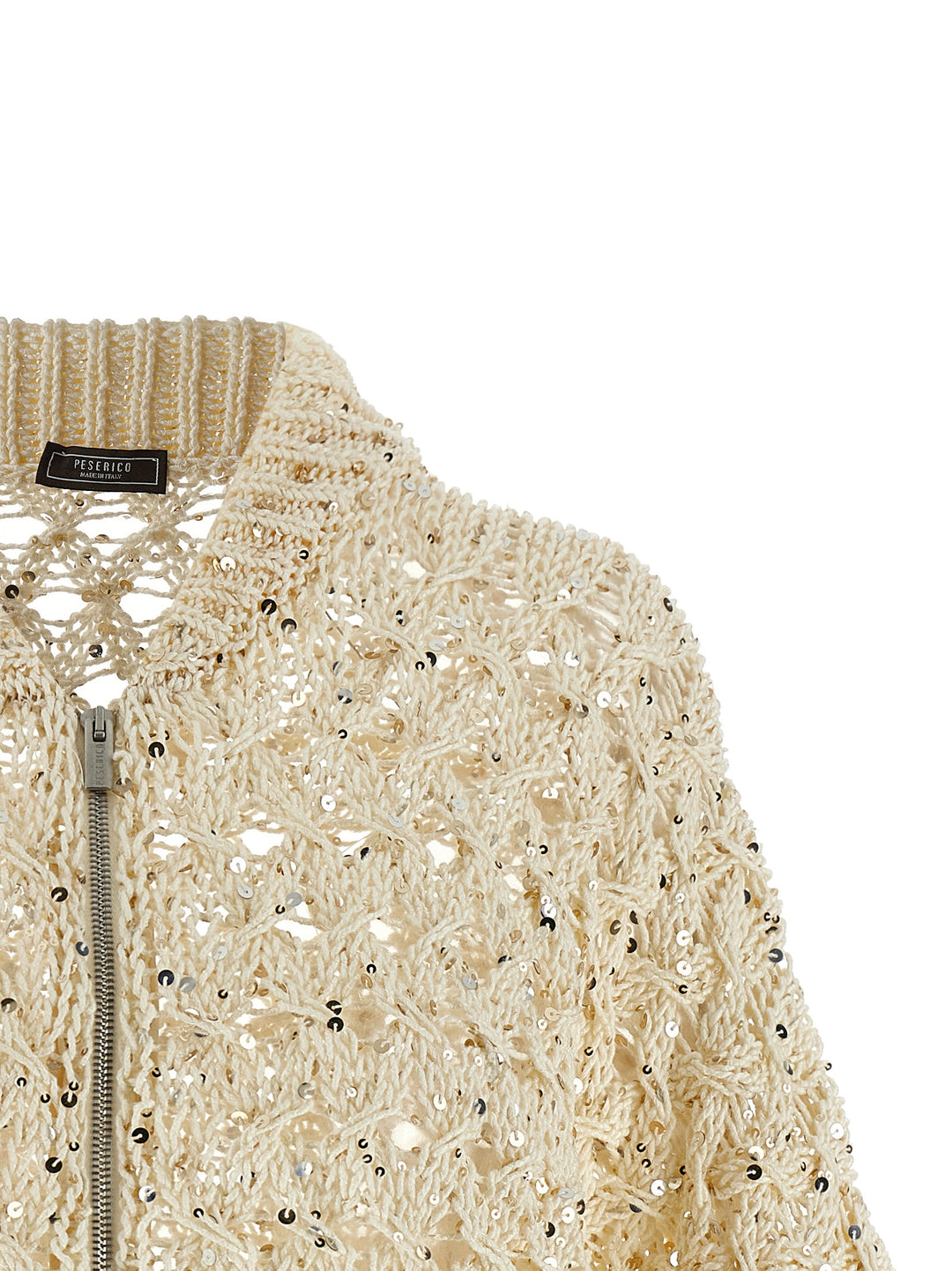 Peserico Sequin Mesh Cardigan Maglioni - Beige | c8eb5c8e7c86e82333f895c37b907e8b27cf6b8d