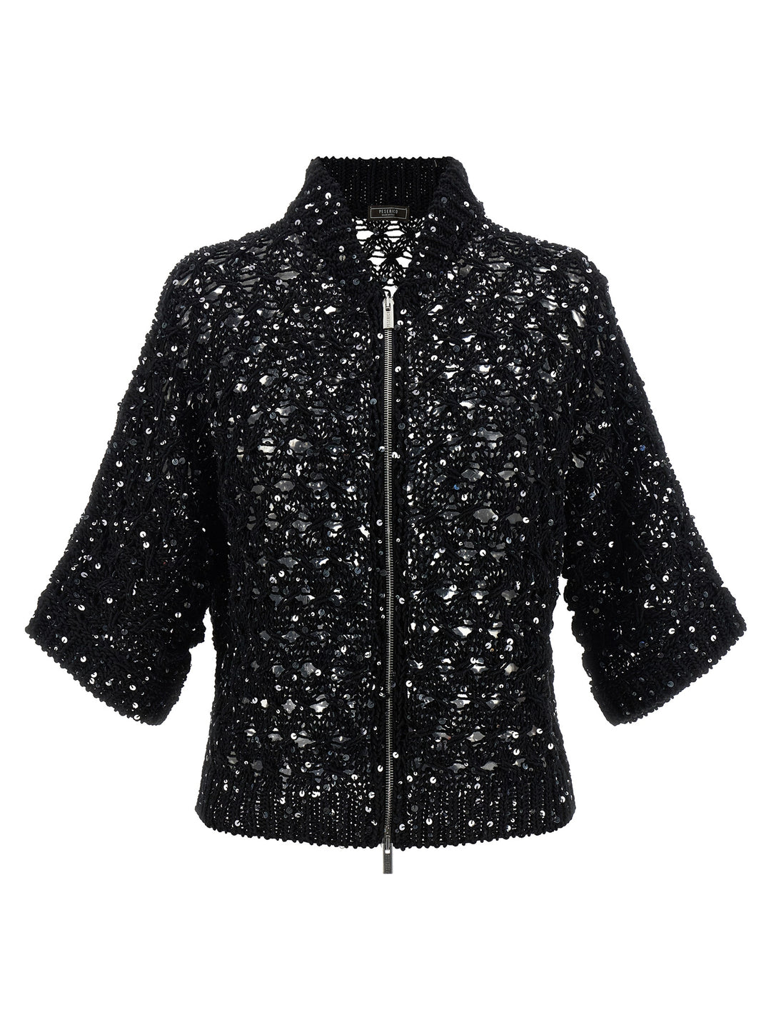 Peserico Sequin Mesh Cardigan Maglioni - Nero | e1e74f62b83ad540dfa360bd6a22877fb7590c23